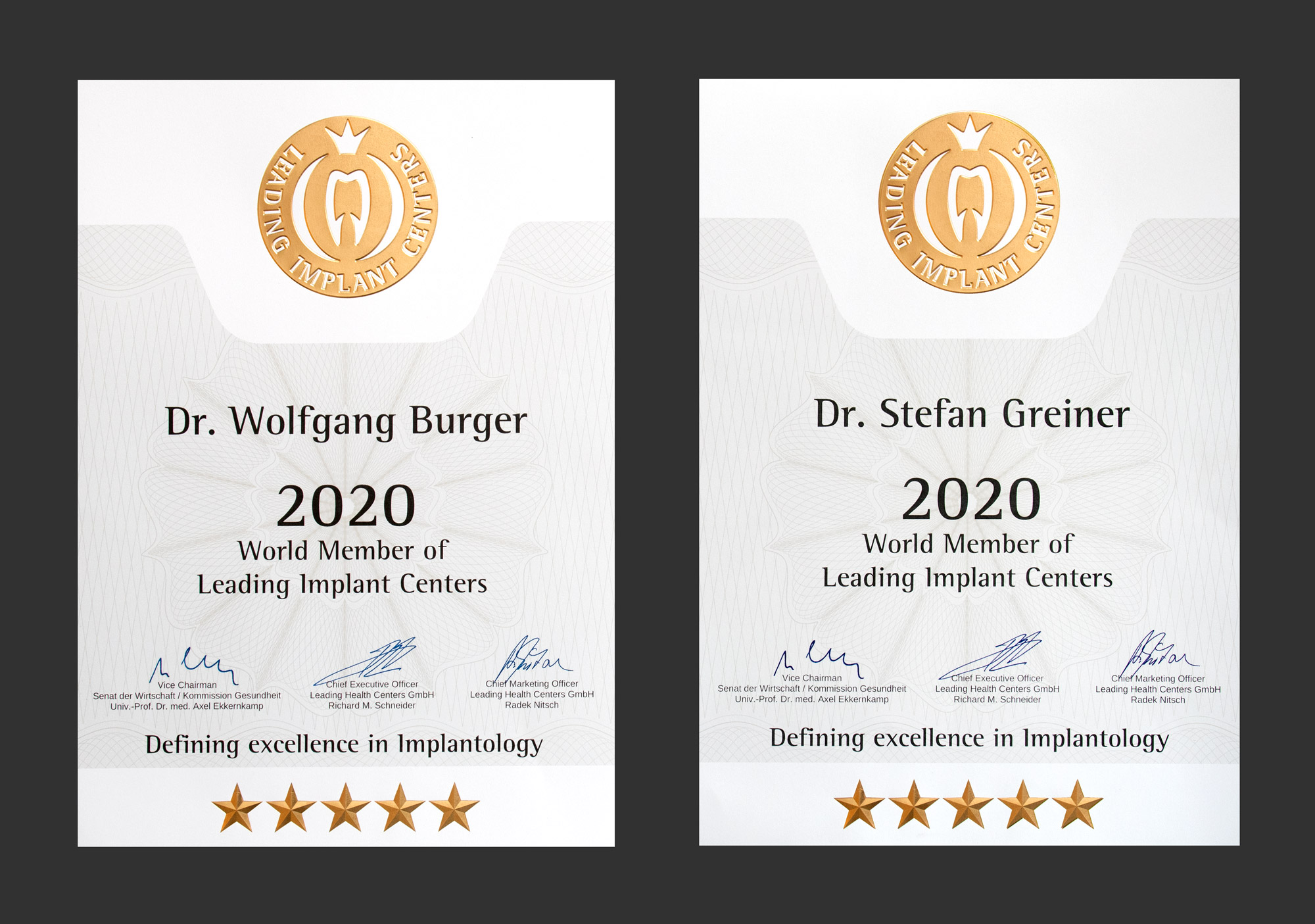 Zertifikate – World Member of Leading Implant Centers